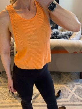 Alo Yoga Ribbed Cropped Tank – Orange Peach – XS/S